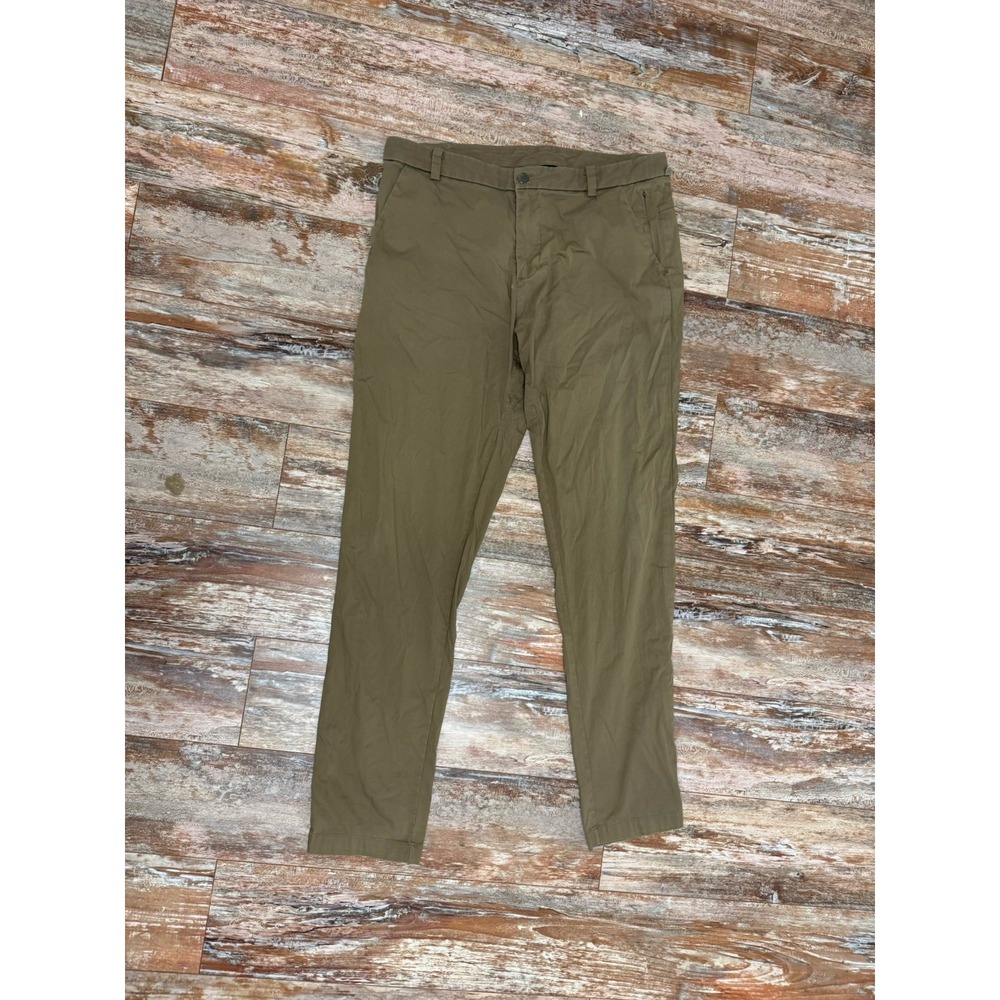 Mens Lululemon Beige 5 Pocket Flat Front Stretch Chino Pants Size 34x32